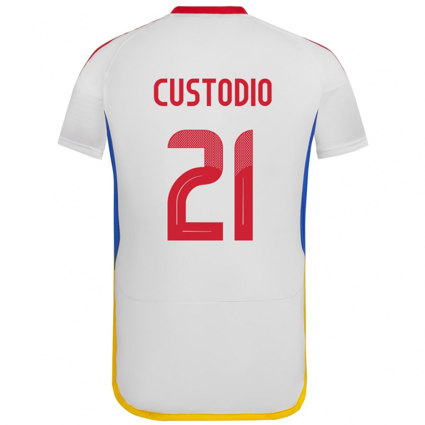 Kandiny Gyermek Venezuela Alex Custodio #21 Fehér Idegenbeli Jersey 24-26 Mez Póló Ing