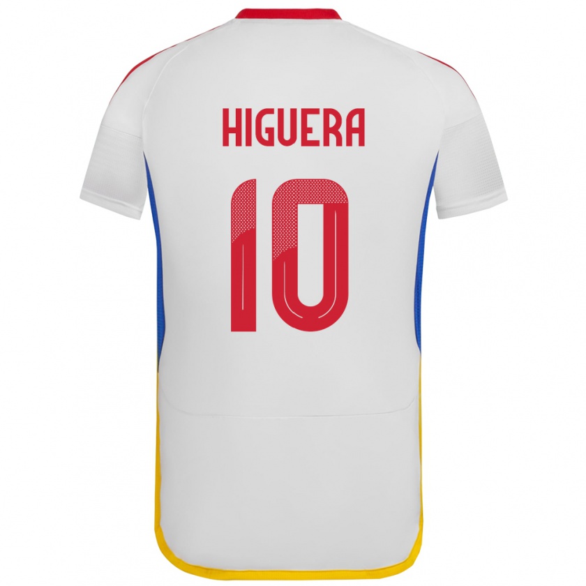 Kandiny Gyermek Venezuela Enyerliannys Higuera #10 Fehér Idegenbeli Jersey 24-26 Mez Póló Ing