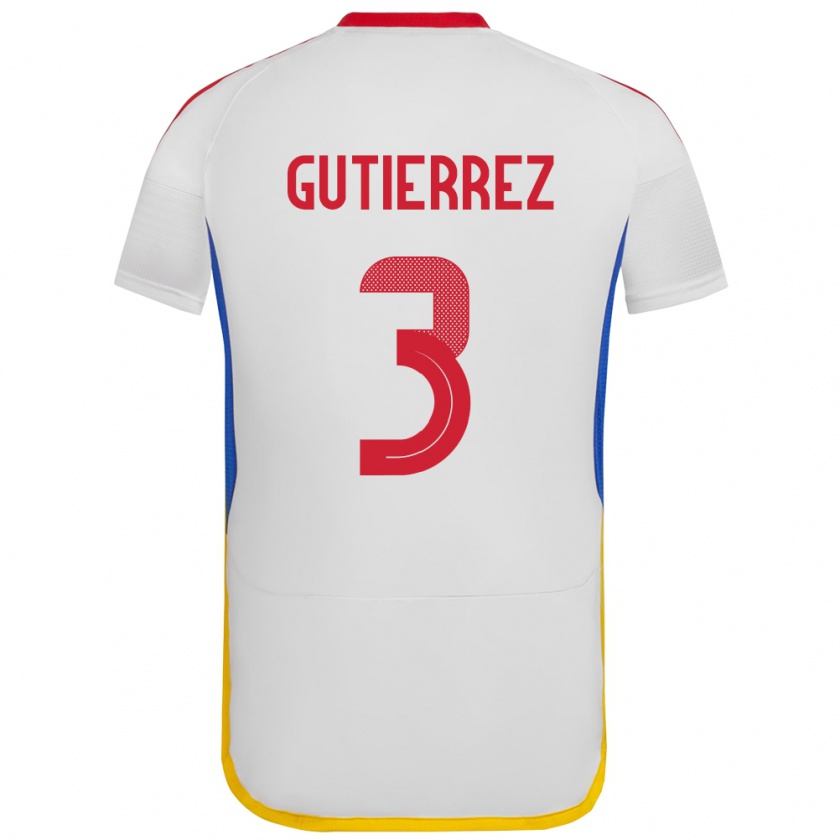 Kandiny Gyermek Venezuela Nairelis Gutiérrez #3 Fehér Idegenbeli Jersey 24-26 Mez Póló Ing