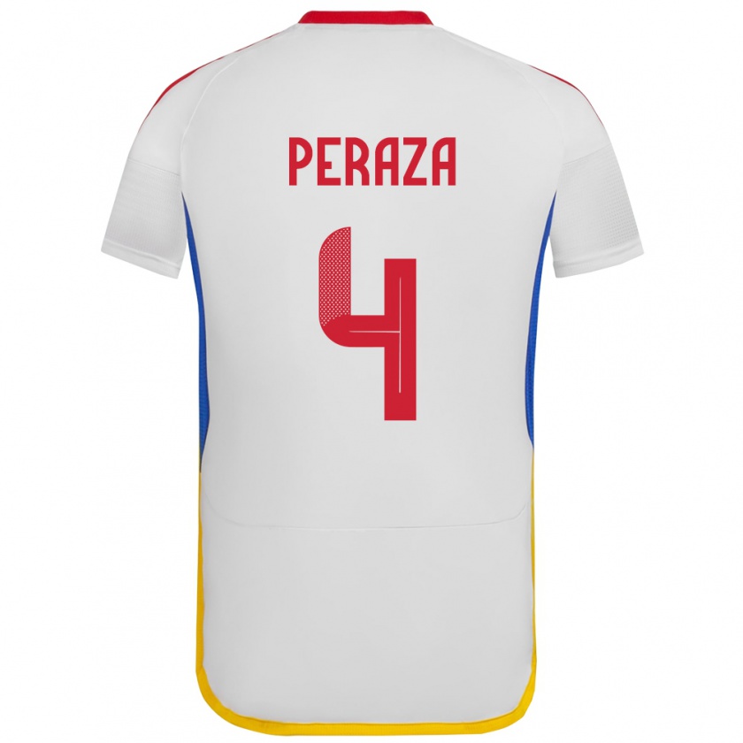 Kandiny Gyermek Venezuela María Peraza #4 Fehér Idegenbeli Jersey 24-26 Mez Póló Ing