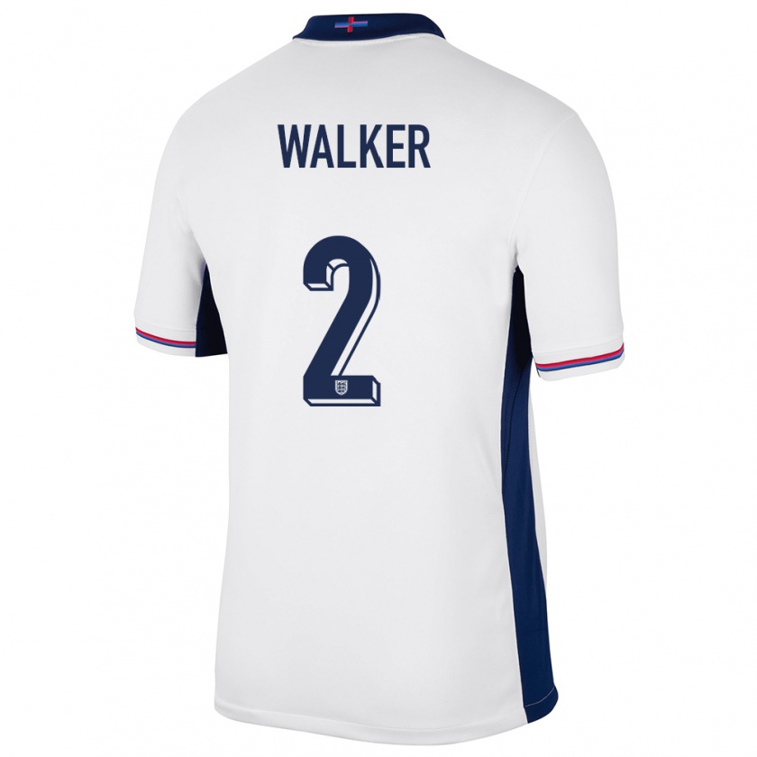 Kandiny Férfi Anglia Kyle Walker #2 Fehér Hazai Jersey 24-26 Mez Póló Ing