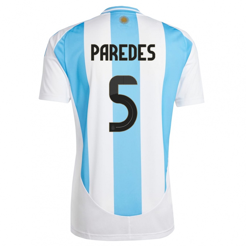 Kandiny Férfi Argentína Leandro Paredes #5 Fehér Kék Hazai Jersey 24-26 Mez Póló Ing