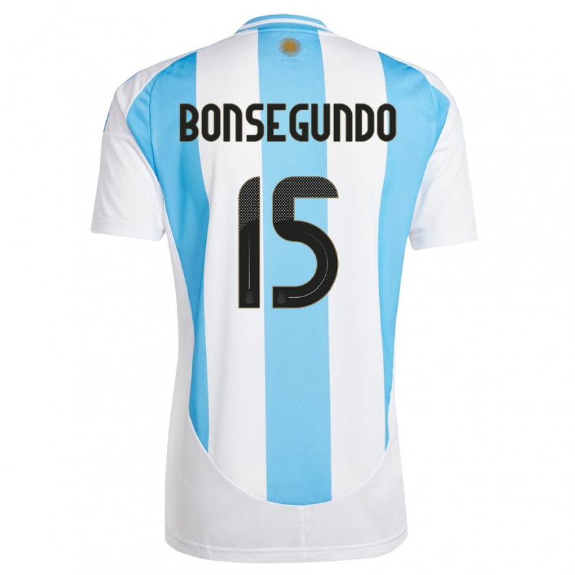 Kandiny Férfi Argentína Florencia Bonsegundo #15 Fehér Kék Hazai Jersey 24-26 Mez Póló Ing