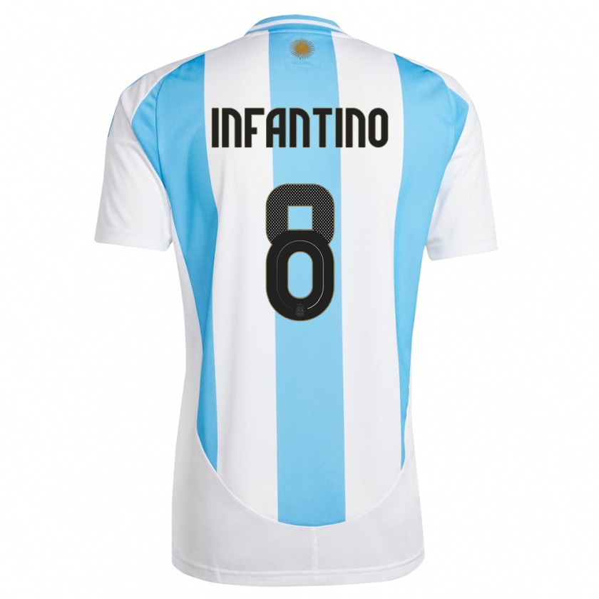 Kandiny Férfi Argentína Gino Infantino #8 Fehér Kék Hazai Jersey 24-26 Mez Póló Ing