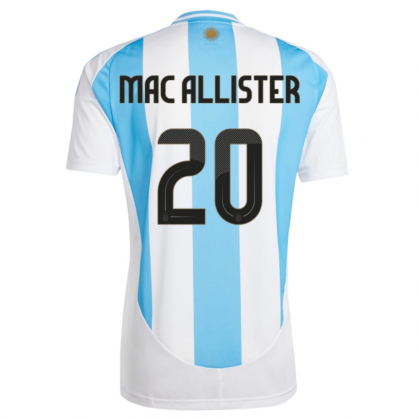 Kandiny Férfi Argentína Alexis Mac Allister #20 Fehér Kék Hazai Jersey 24-26 Mez Póló Ing