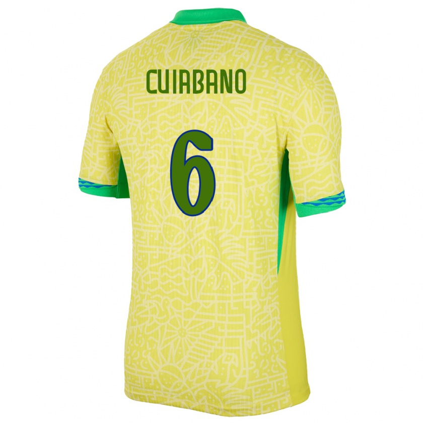 Kandiny Férfi Brazília Cuiabano #6 Sárga Hazai Jersey 24-26 Mez Póló Ing