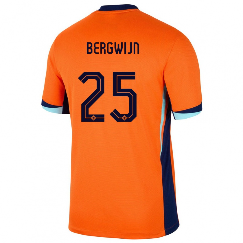 Kandiny Férfi Hollandia Steven Bergwijn #25 Narancs Hazai Jersey 24-26 Mez Póló Ing