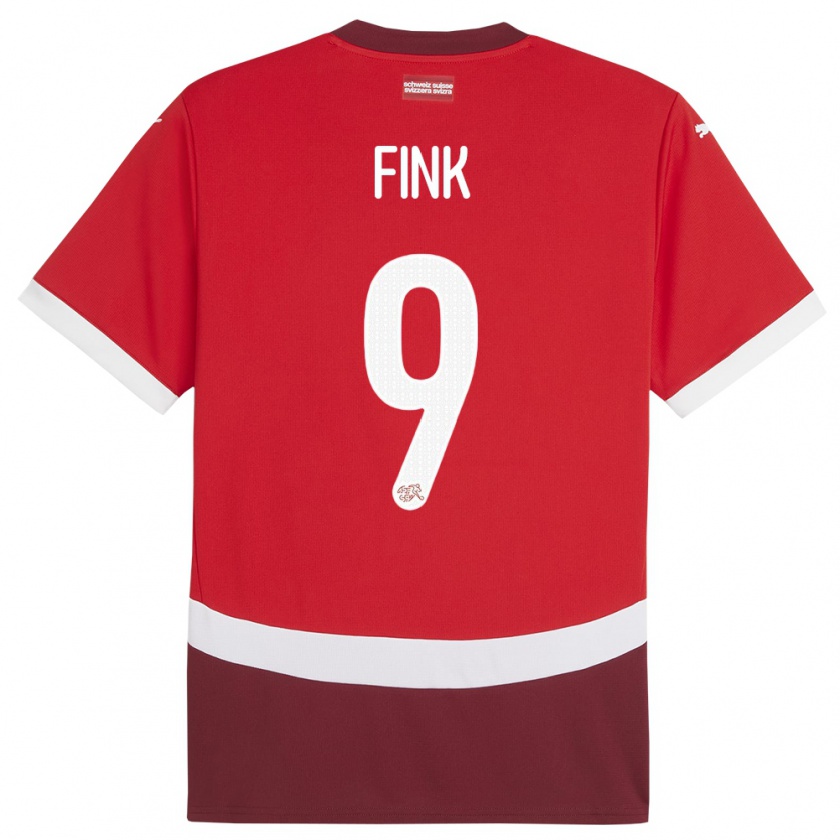 Kandiny Férfi Svájc Bradley Fink #9 Piros Hazai Jersey 24-26 Mez Póló Ing