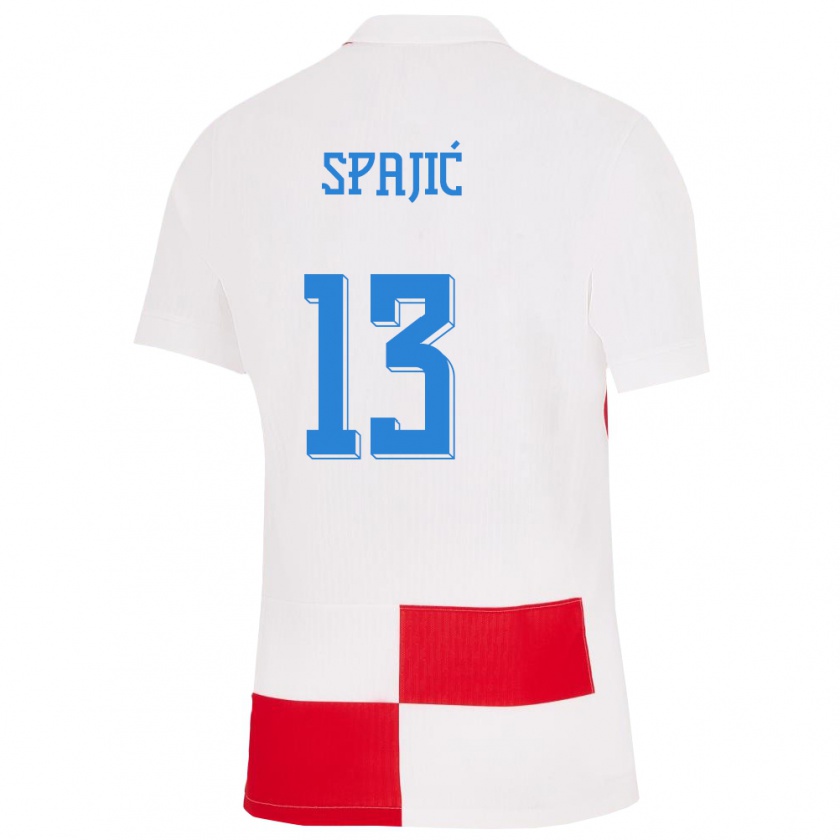 Kandiny Férfi Horvátország Helena Spajic #13 Fehér Piros Hazai Jersey 24-26 Mez Póló Ing