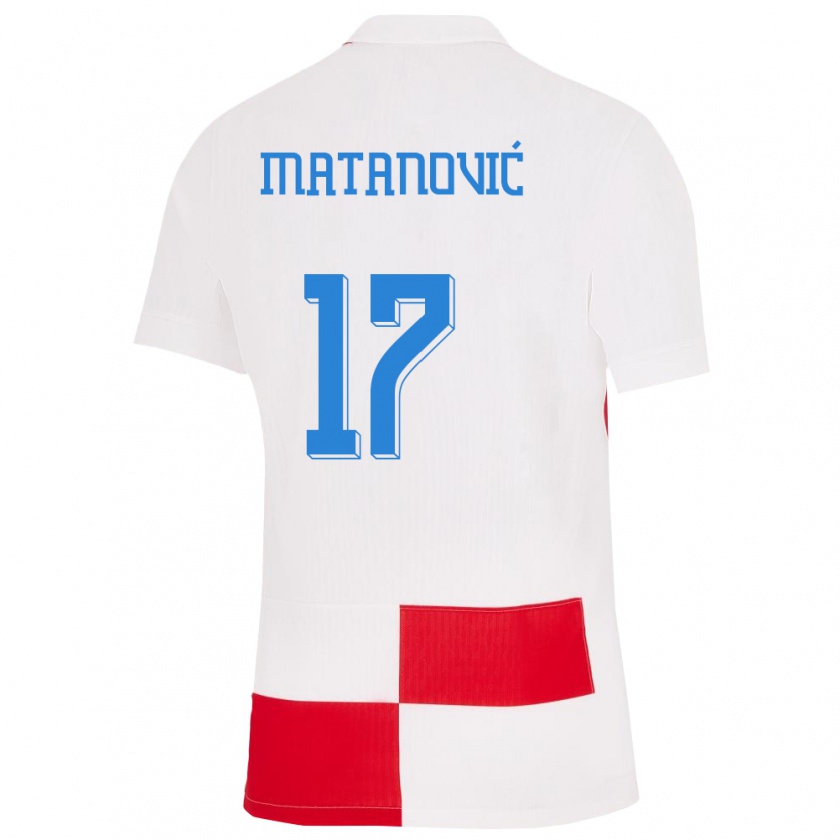 Kandiny Férfi Horvátország Igor Matanovic #17 Fehér Piros Hazai Jersey 24-26 Mez Póló Ing