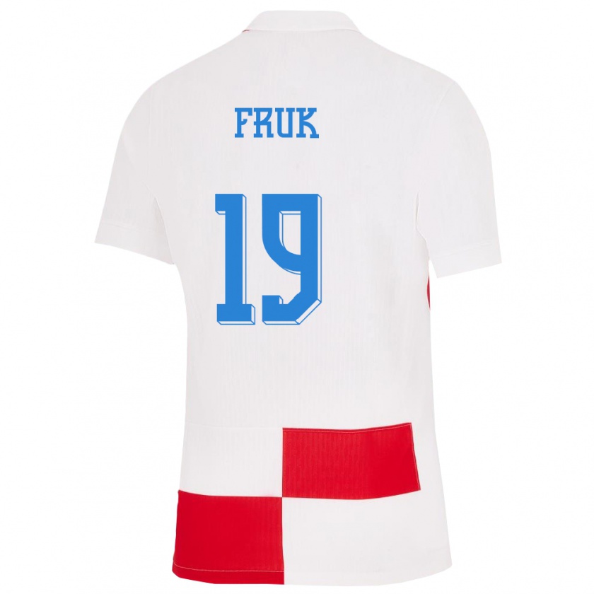 Kandiny Férfi Horvátország Toni Fruk #19 Fehér Piros Hazai Jersey 24-26 Mez Póló Ing