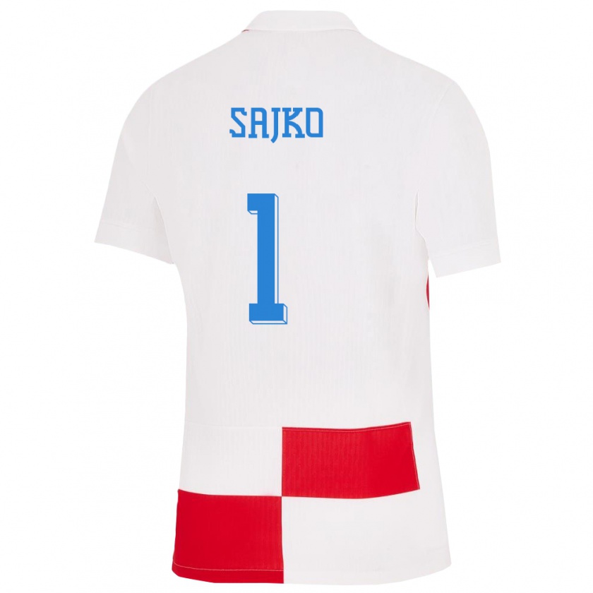 Kandiny Férfi Horvátország Tin Sajko #1 Fehér Piros Hazai Jersey 24-26 Mez Póló Ing