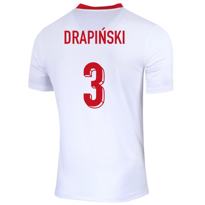 Kandiny Férfi Lengyelország Igor Drapinski #3 Fehér Hazai Jersey 24-26 Mez Póló Ing