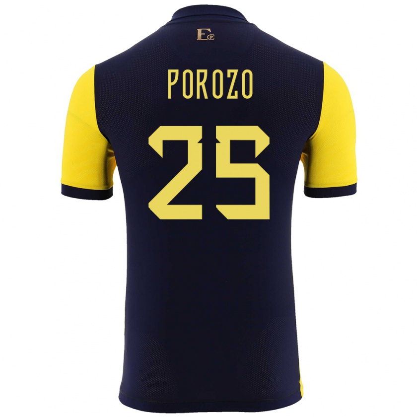 Kandiny Férfi Ecuador Jackson Porozo #25 Sárga Hazai Jersey 24-26 Mez Póló Ing