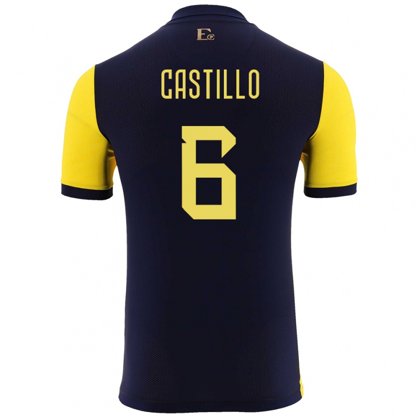 Kandiny Férfi Ecuador Byron Castillo #6 Sárga Hazai Jersey 24-26 Mez Póló Ing