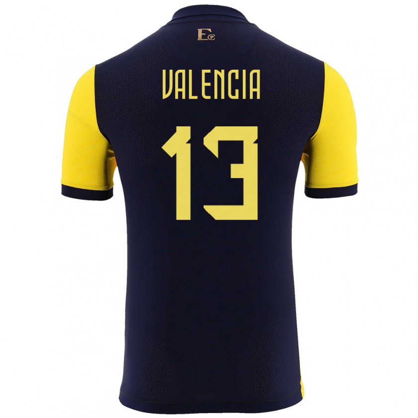 Kandiny Férfi Ecuador Enner Valencia #13 Sárga Hazai Jersey 24-26 Mez Póló Ing