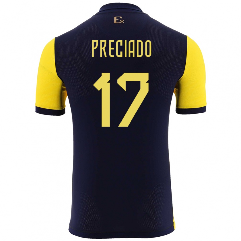 Kandiny Férfi Ecuador Angelo Preciado #17 Sárga Hazai Jersey 24-26 Mez Póló Ing