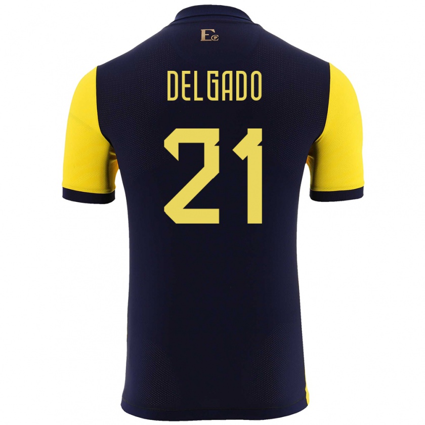 Kandiny Férfi Ecuador Patrickson Delgado #21 Sárga Hazai Jersey 24-26 Mez Póló Ing