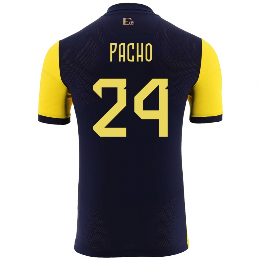 Kandiny Férfi Ecuador William Pacho #24 Sárga Hazai Jersey 24-26 Mez Póló Ing