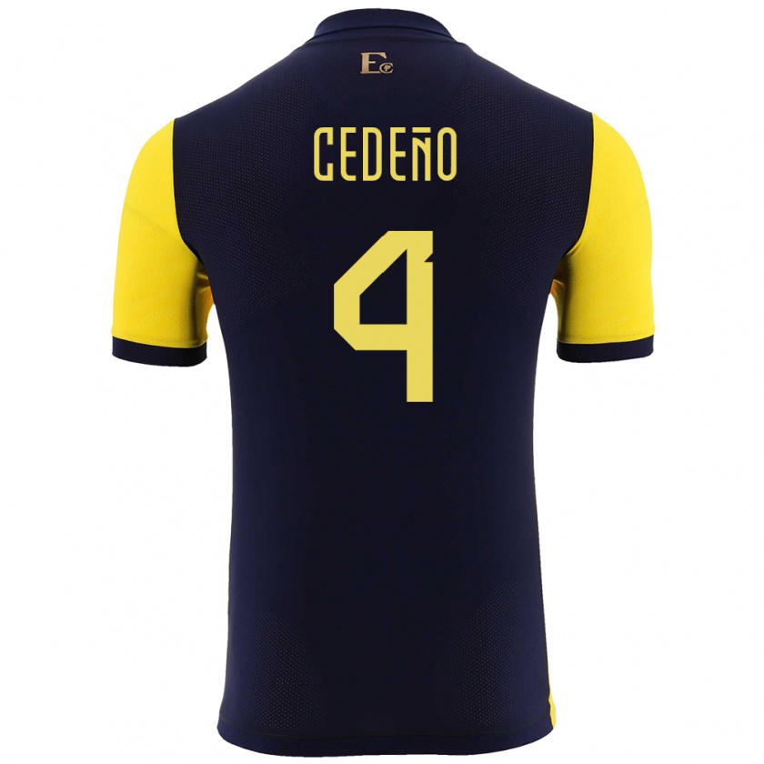 Kandiny Férfi Ecuador Stefany Cedeno #4 Sárga Hazai Jersey 24-26 Mez Póló Ing