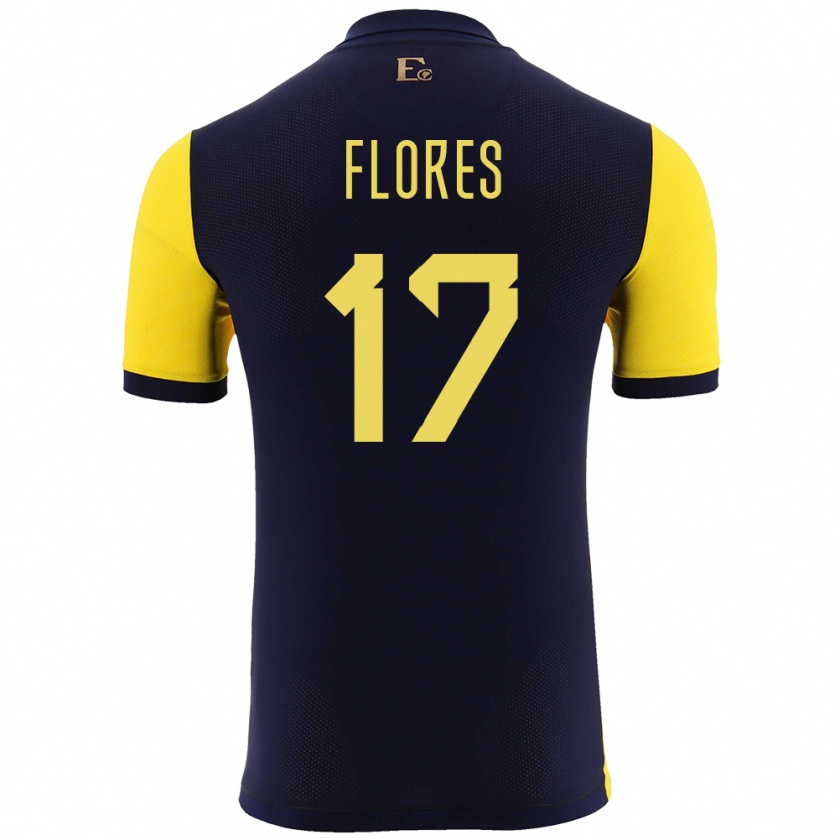 Kandiny Férfi Ecuador Karen Flores #17 Sárga Hazai Jersey 24-26 Mez Póló Ing