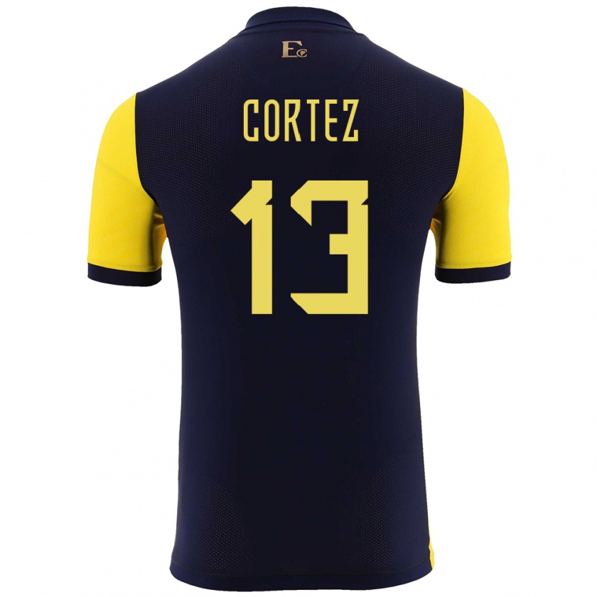 Kandiny Férfi Ecuador Steven Cortez #13 Sárga Hazai Jersey 24-26 Mez Póló Ing