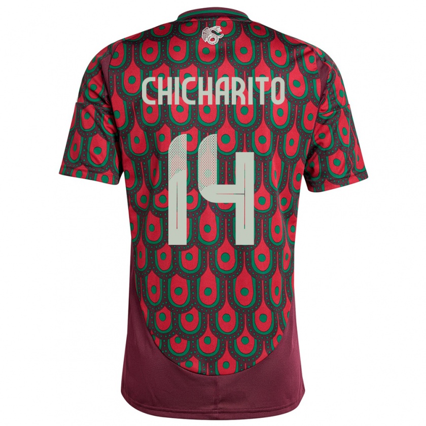 Kandiny Férfi Mexikó Chicharito #14 Gesztenyebarna Hazai Jersey 24-26 Mez Póló Ing