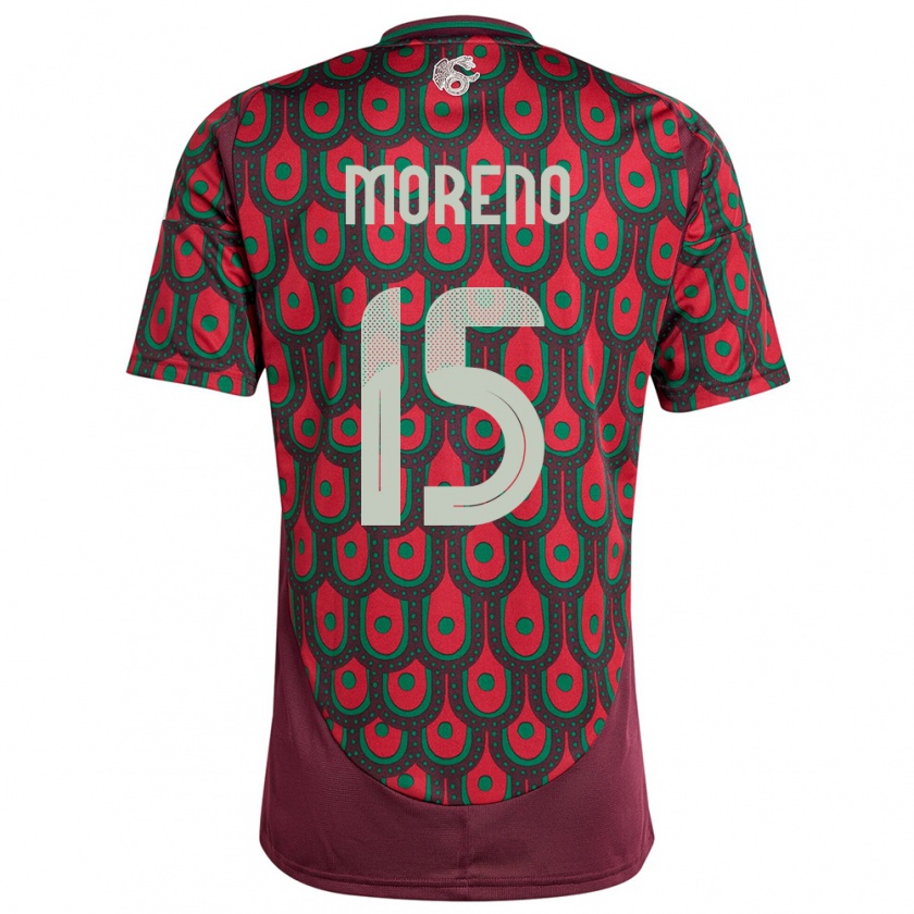 Kandiny Férfi Mexikó Hector Moreno #15 Gesztenyebarna Hazai Jersey 24-26 Mez Póló Ing