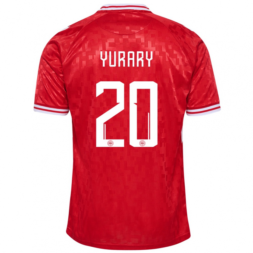 Kandiny Férfi Dánia Yussuf Poulsen #20 Piros Hazai Jersey 24-26 Mez Póló Ing