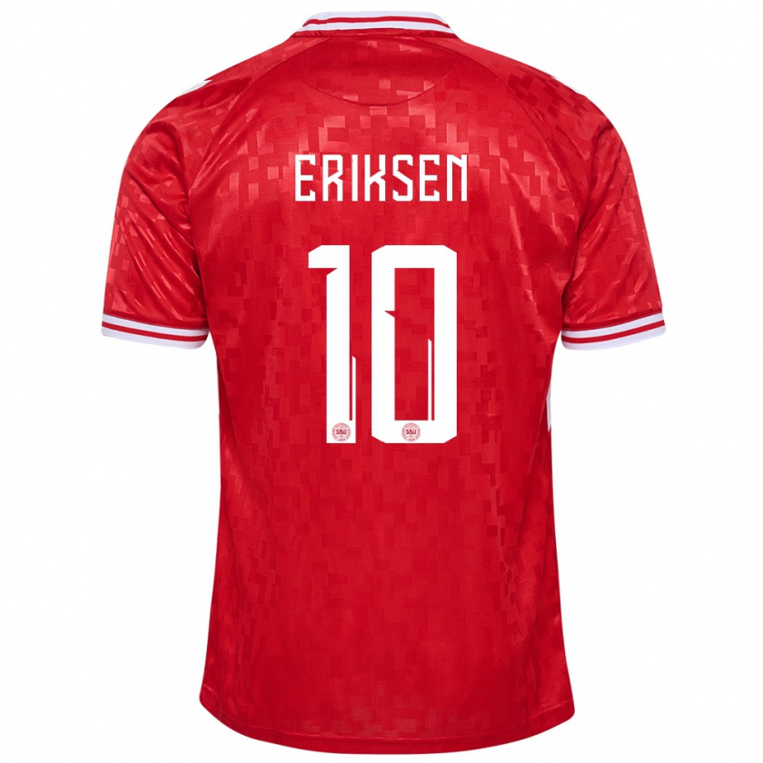 Kandiny Férfi Dánia Christian Eriksen #10 Piros Hazai Jersey 24-26 Mez Póló Ing