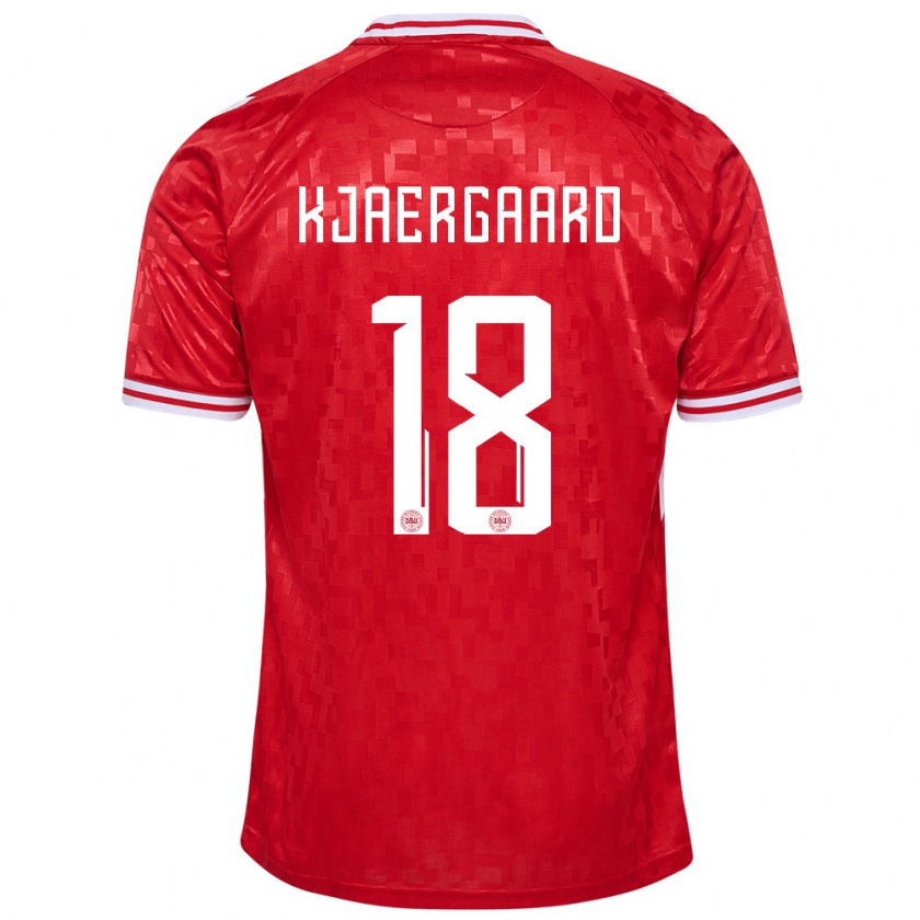 Kandiny Férfi Dánia Maurits Kjaergaard #18 Piros Hazai Jersey 24-26 Mez Póló Ing