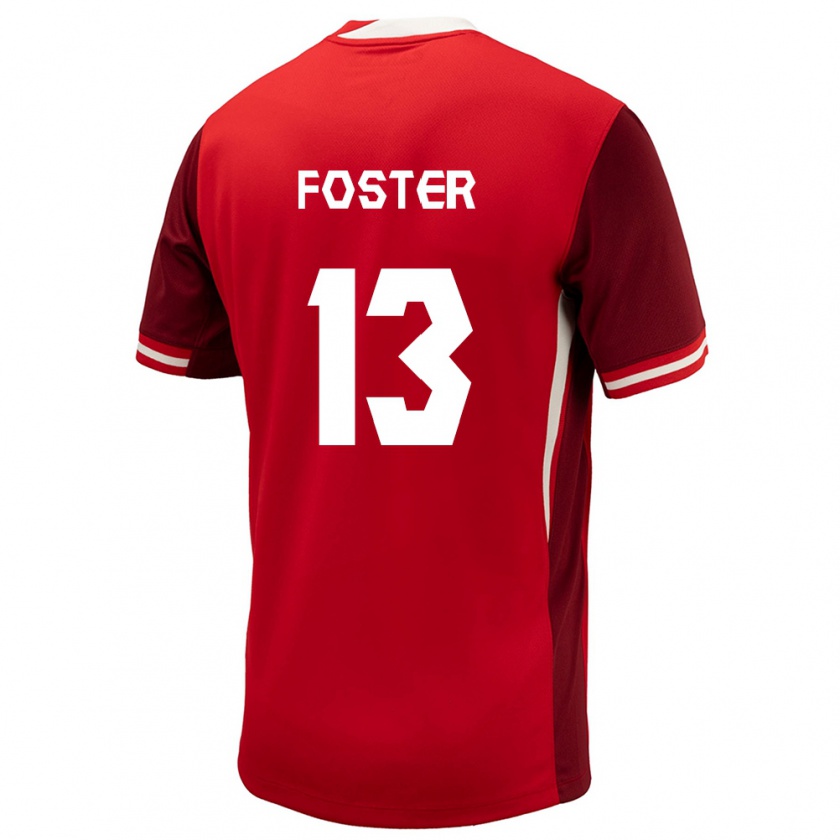 Kandiny Férfi Kanada Rylee Foster #13 Piros Hazai Jersey 24-26 Mez Póló Ing