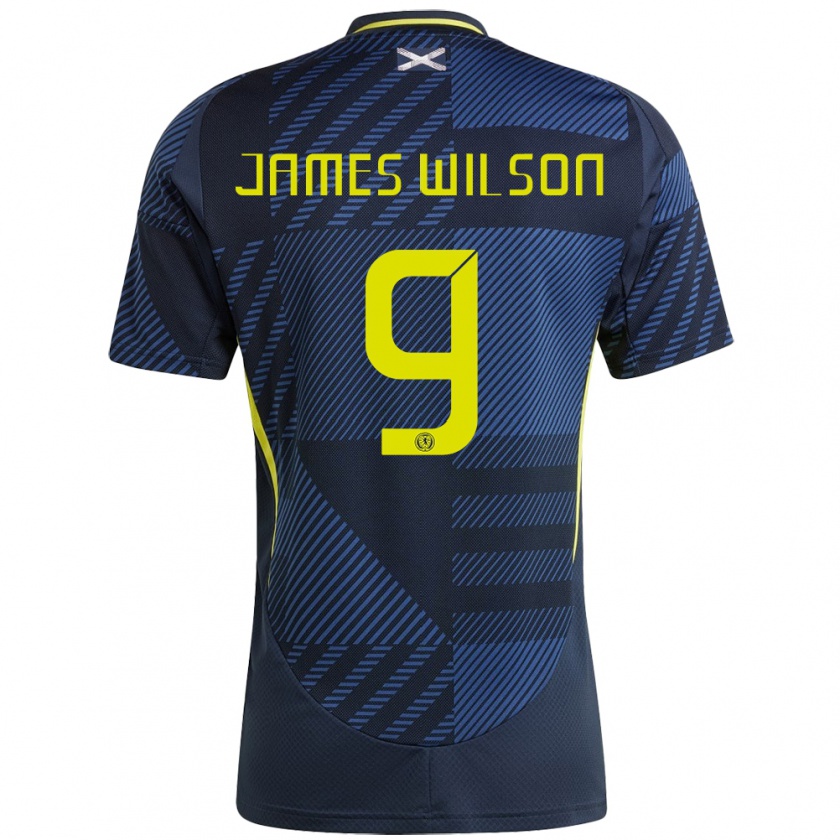 Kandiny Férfi Skócia James Wilson #9 Sötétkék Hazai Jersey 24-26 Mez Póló Ing