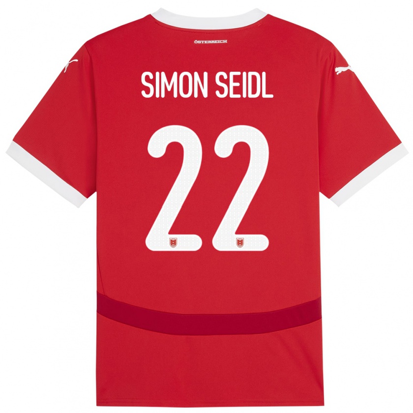 Kandiny Férfi Ausztria Simon Seidl #22 Piros Hazai Jersey 24-26 Mez Póló Ing