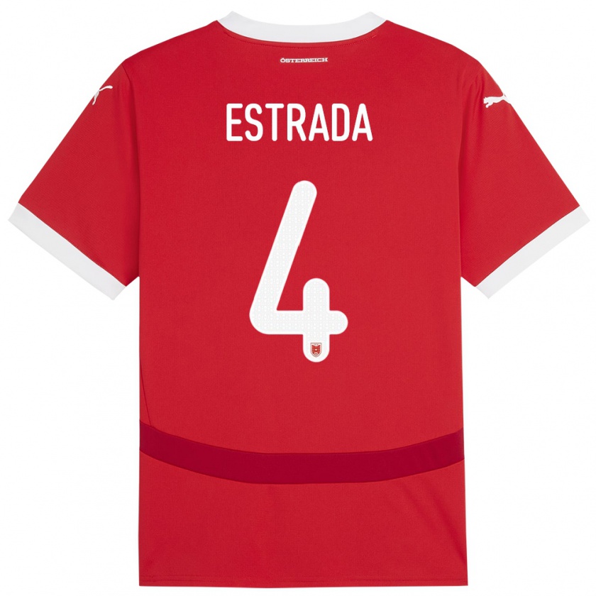 Kandiny Férfi Ausztria Pascal Estrada #4 Piros Hazai Jersey 24-26 Mez Póló Ing