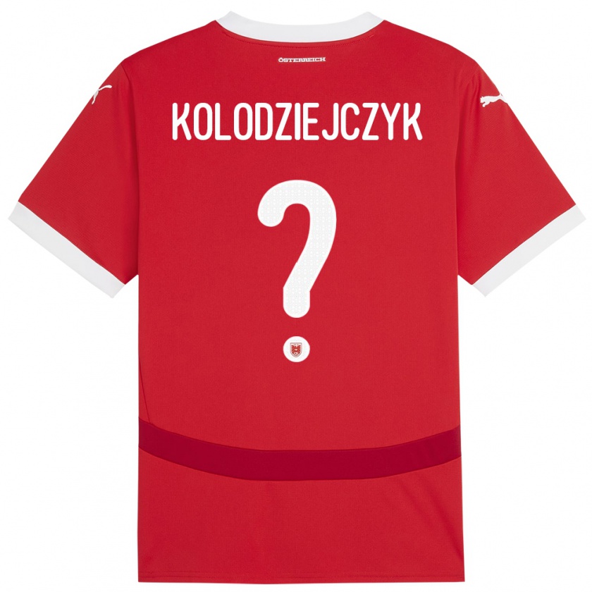 Kandiny Férfi Ausztria Marek Kolodziejczyk #0 Piros Hazai Jersey 24-26 Mez Póló Ing