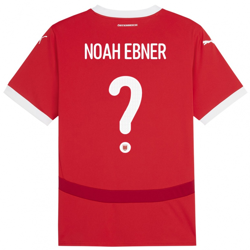 Kandiny Férfi Ausztria Noah Ebner #0 Piros Hazai Jersey 24-26 Mez Póló Ing