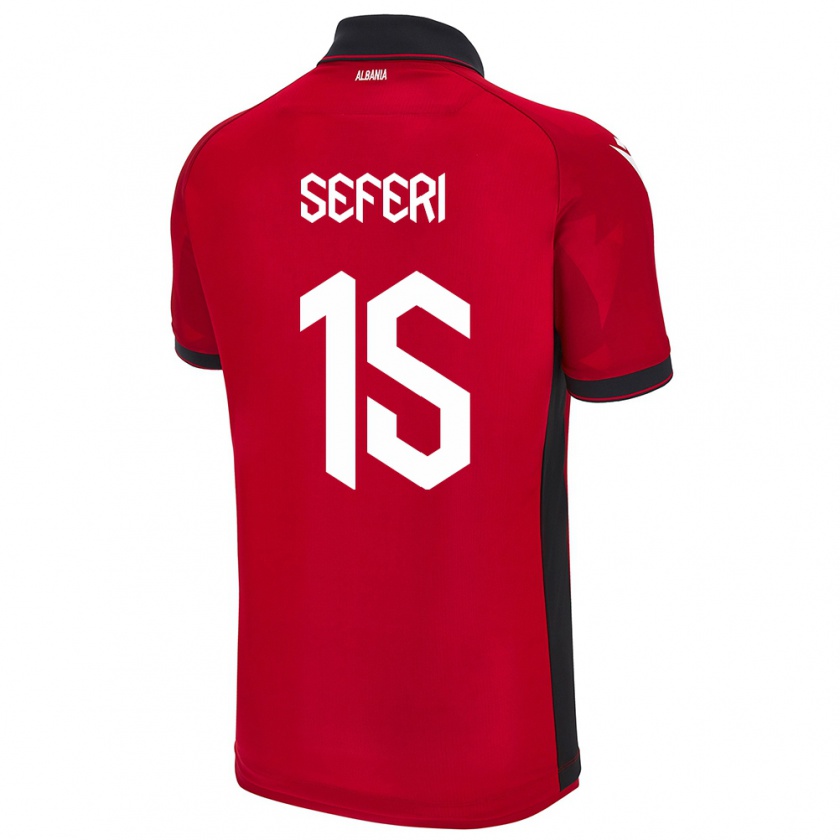 Kandiny Férfi Albania Taulant Seferi #15 Piros Hazai Jersey 24-26 Mez Póló Ing