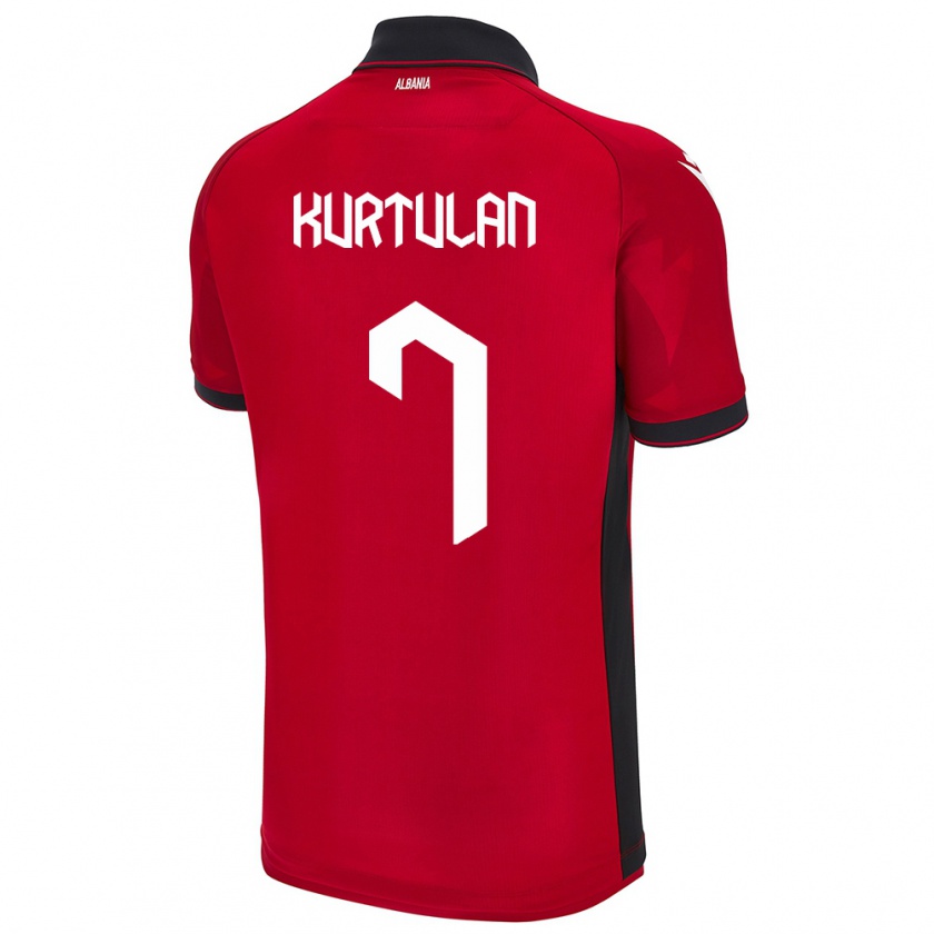 Kandiny Férfi Albania Arda Kurtulan #7 Piros Hazai Jersey 24-26 Mez Póló Ing