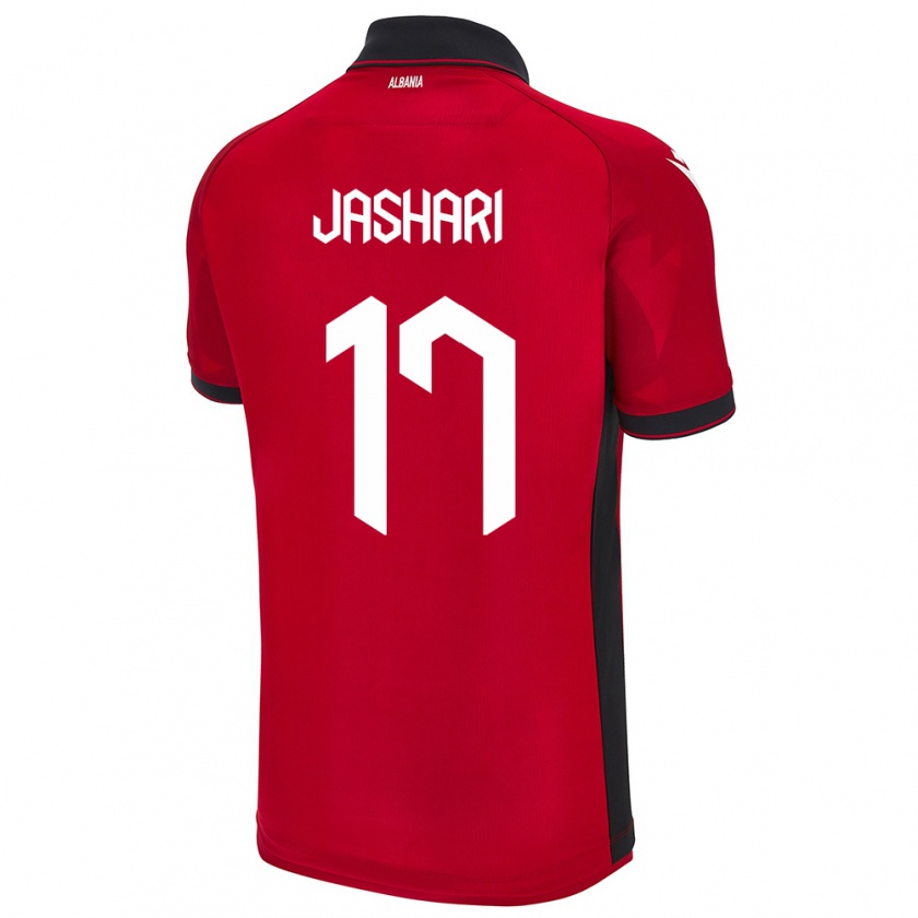 Kandiny Férfi Albania Elion Jashari #17 Piros Hazai Jersey 24-26 Mez Póló Ing