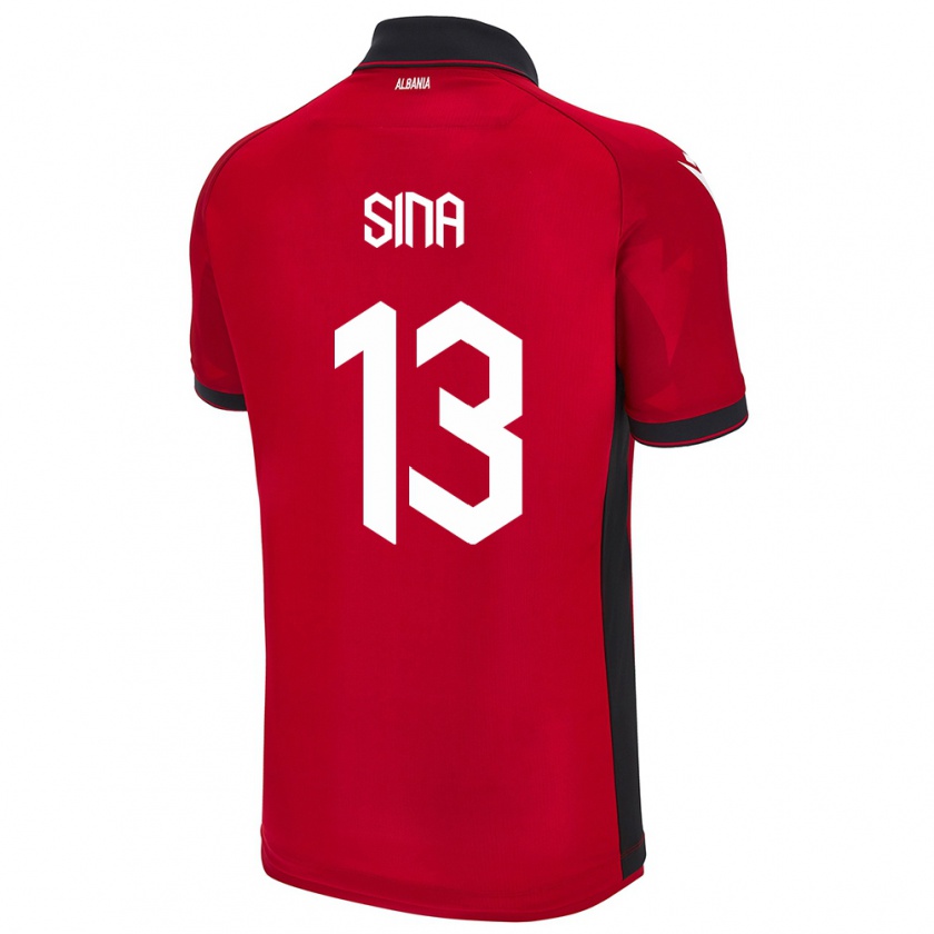 Kandiny Férfi Albania Samuele Sina #13 Piros Hazai Jersey 24-26 Mez Póló Ing