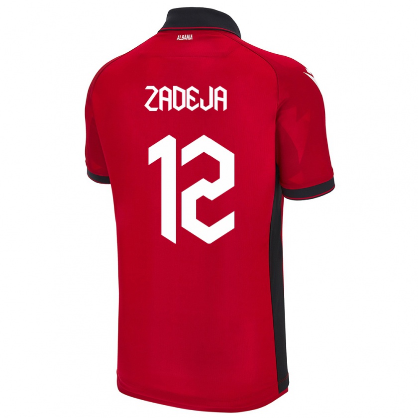 Kandiny Férfi Albania Darius Zadeja #12 Piros Hazai Jersey 24-26 Mez Póló Ing