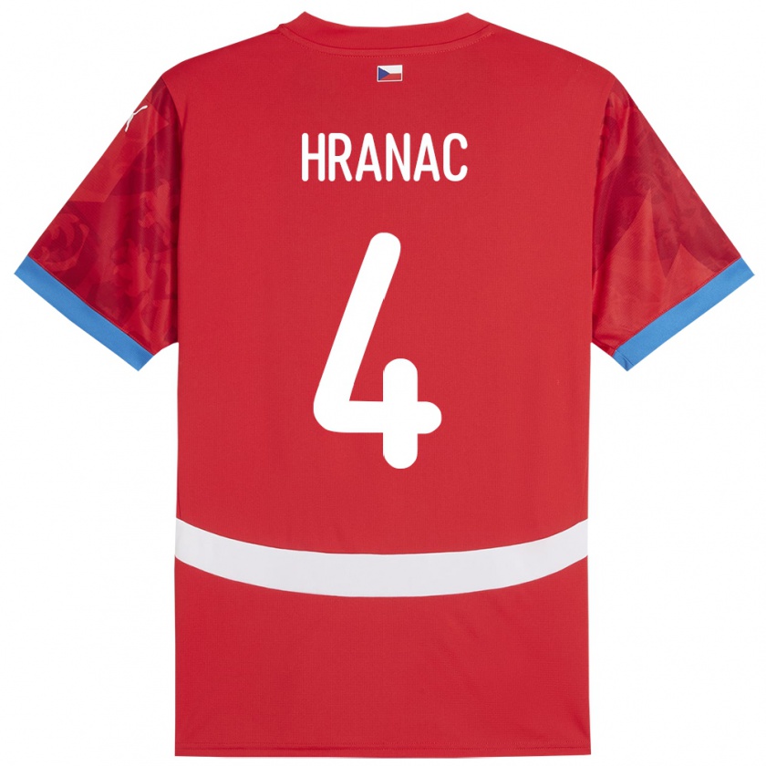 Kandiny Férfi Csehország Robin Hranac #4 Piros Hazai Jersey 24-26 Mez Póló Ing