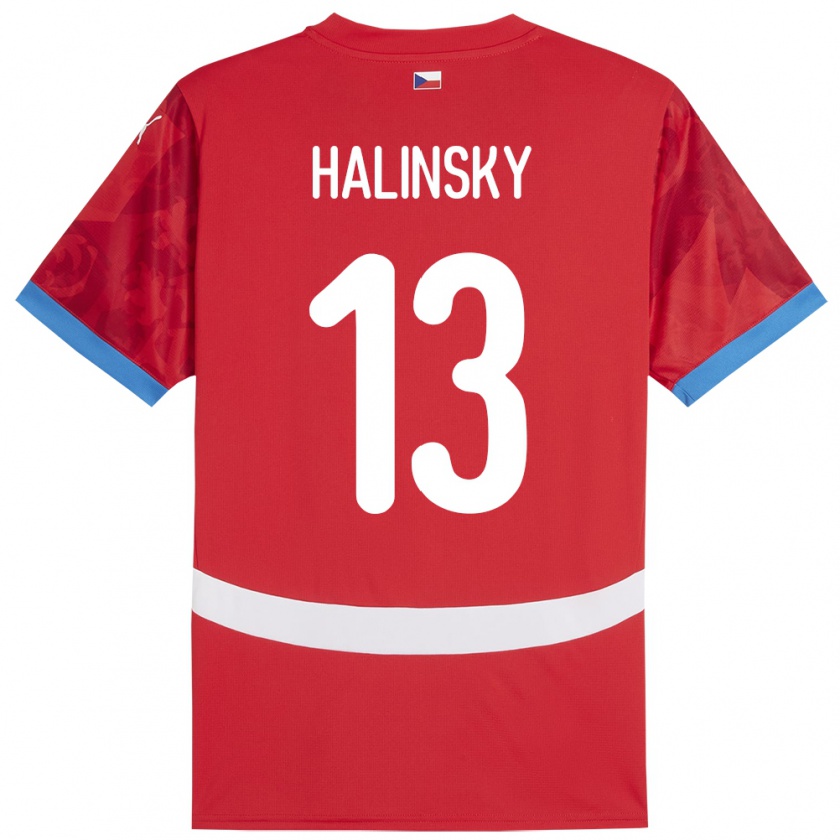 Kandiny Férfi Csehország Denis Halinsky #13 Piros Hazai Jersey 24-26 Mez Póló Ing