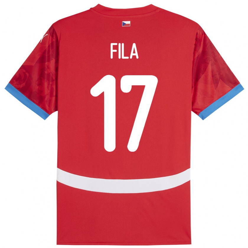 Kandiny Férfi Csehország Lukas Fila #17 Piros Hazai Jersey 24-26 Mez Póló Ing