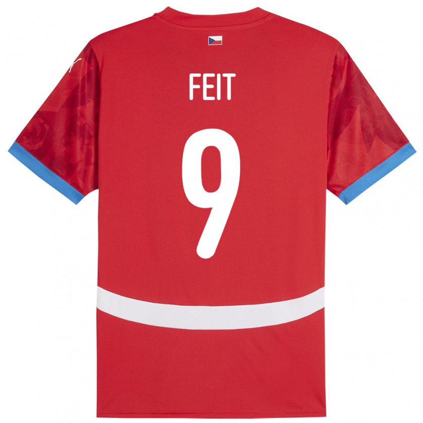 Kandiny Férfi Csehország Jan Feit #9 Piros Hazai Jersey 24-26 Mez Póló Ing