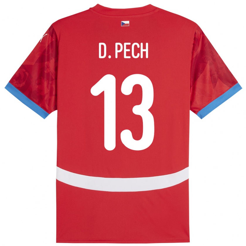 Kandiny Férfi Csehország Dominik Pech #13 Piros Hazai Jersey 24-26 Mez Póló Ing