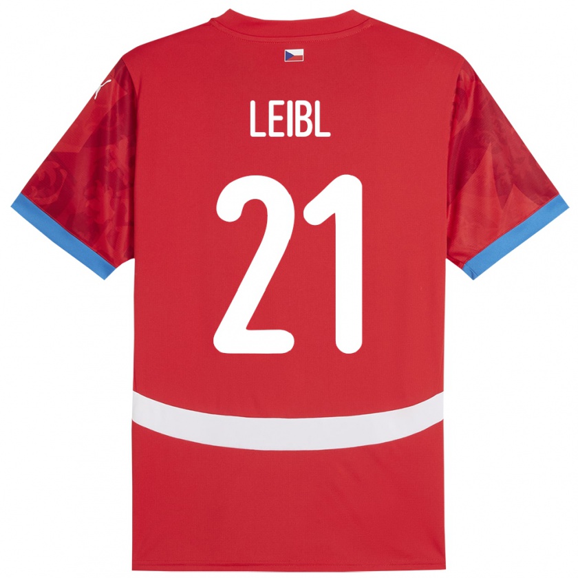 Kandiny Férfi Csehország Adam Leibl #21 Piros Hazai Jersey 24-26 Mez Póló Ing