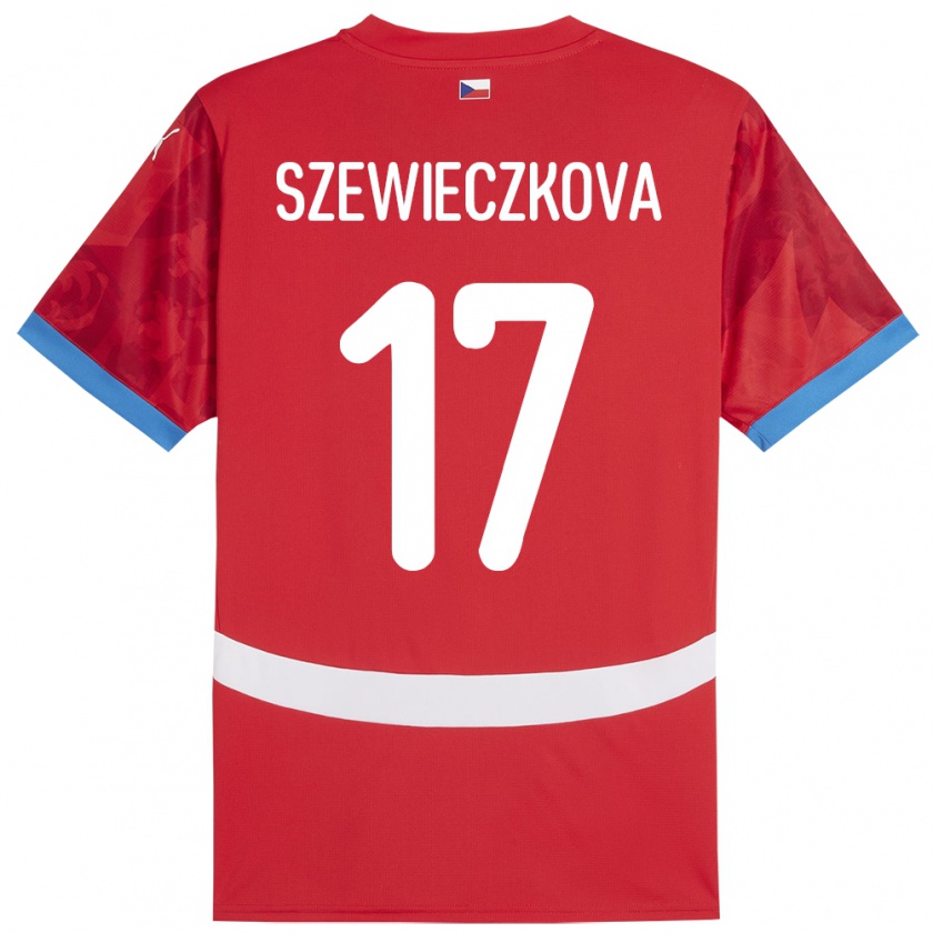 Kandiny Férfi Csehország Tereza Szewieczková #17 Piros Hazai Jersey 24-26 Mez Póló Ing