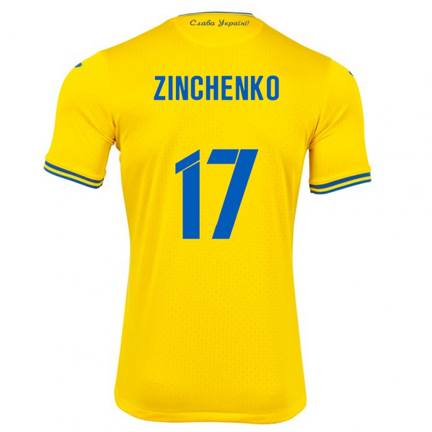 Kandiny Férfi Ukrajna Oleksandr Zinchenko #17 Sárga Hazai Jersey 24-26 Mez Póló Ing